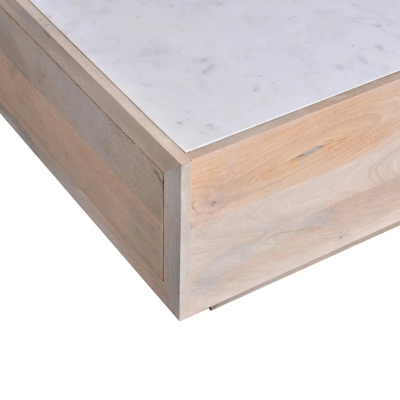 Oasis 59 in. Wood and Marble Storage Coffee Table