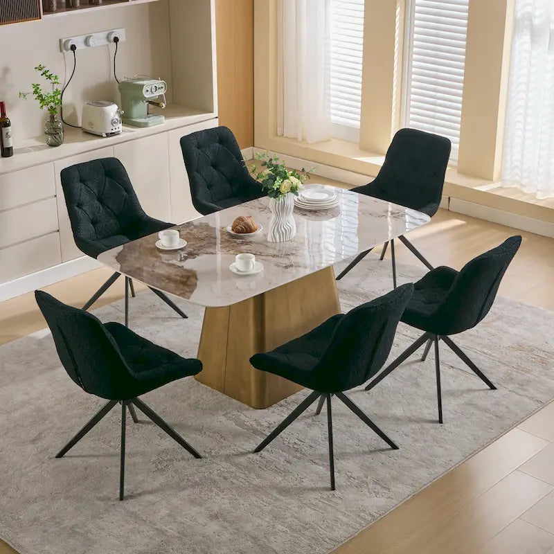 XINMICS Swivel Dining Chairs, Boucle Upholstered Accent Chairs Living Room Chairs Desk Office Arm Chair