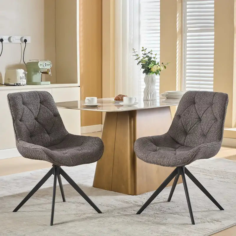 XINMICS Swivel Dining Chairs, Boucle Upholstered Accent Chairs Living Room Chairs Desk Office Arm Chair