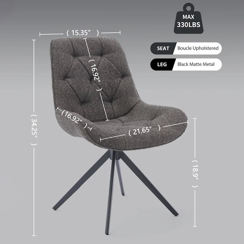 XINMICS Swivel Dining Chairs, Boucle Upholstered Accent Chairs Living Room Chairs Desk Office Arm Chair