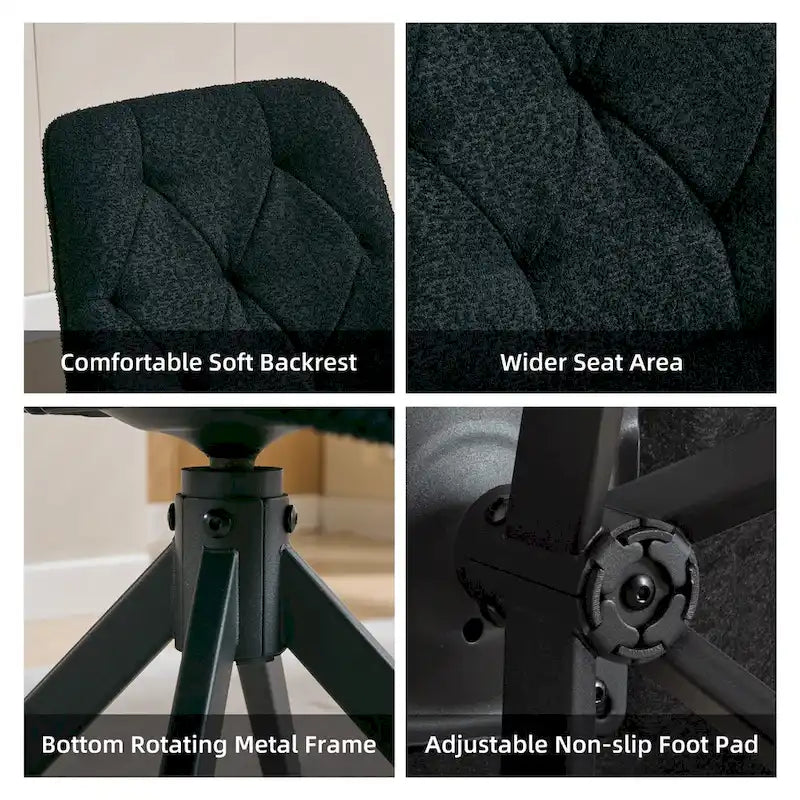 XINMICS Swivel Dining Chairs, Boucle Upholstered Accent Chairs Living Room Chairs Desk Office Arm Chair