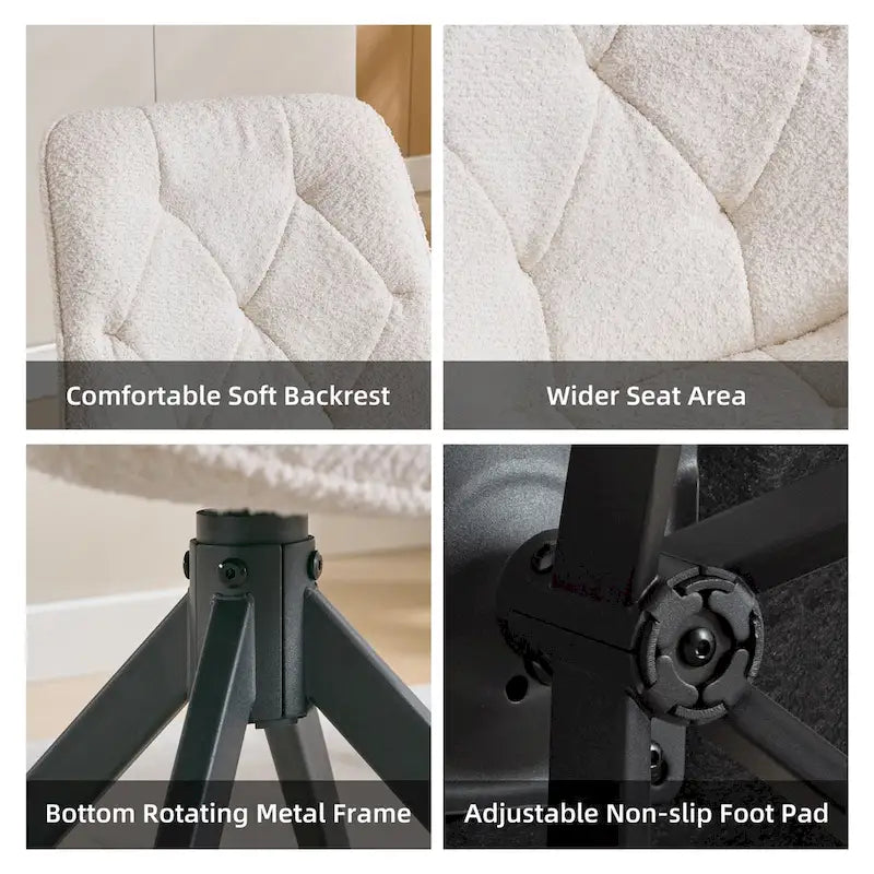 XINMICS Swivel Dining Chairs, Boucle Upholstered Accent Chairs Living Room Chairs Desk Office Arm Chair