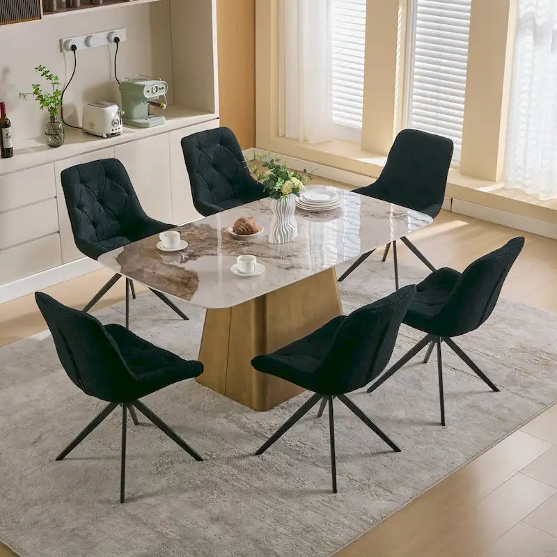 XINMICS Swivel Dining Chairs, Boucle Upholstered Accent Chairs Living Room Chairs Desk Office Arm Chair