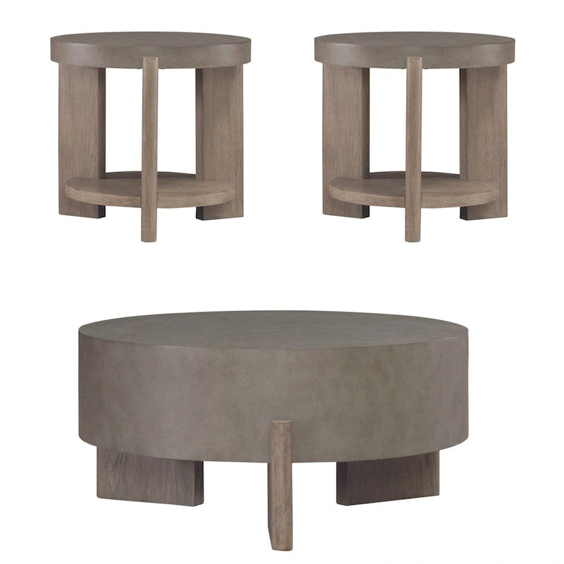 Affinity Dusty Taupe & Concrete 3 Piece Round Cocktail Table Set
