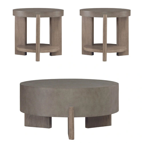 Affinity Dusty Taupe & Concrete 3 Piece Round Cocktail Table Set
