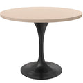 LeisureMod Verve 36 Round Dining Table with MDF Wood TableTop and Black Steel Base for Kitchen & Dining Room