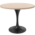 LeisureMod Verve 36 Round Dining Table with MDF Wood TableTop and Black Steel Base for Kitchen & Dining Room