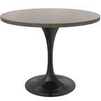 LeisureMod Verve 36 Round Dining Table with MDF Wood TableTop and Black Steel Base for Kitchen & Dining Room