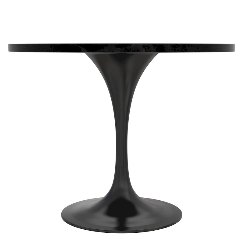 LeisureMod Verve 36 Round Dining Table with MDF Wood TableTop and Black Steel Base for Kitchen & Dining Room