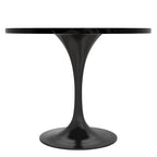 LeisureMod Verve 36 Round Dining Table with MDF Wood TableTop and Black Steel Base for Kitchen & Dining Room