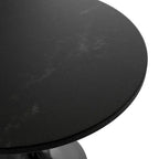 LeisureMod Verve 36 Round Dining Table with MDF Wood TableTop and Black Steel Base for Kitchen & Dining Room