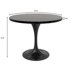 LeisureMod Verve 36 Round Dining Table with MDF Wood TableTop and Black Steel Base for Kitchen & Dining Room
