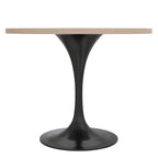 LeisureMod Verve 36 Round Dining Table with MDF Wood TableTop and Black Steel Base for Kitchen & Dining Room