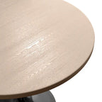 LeisureMod Verve 36 Round Dining Table with MDF Wood TableTop and Black Steel Base for Kitchen & Dining Room