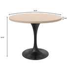 LeisureMod Verve 36 Round Dining Table with MDF Wood TableTop and Black Steel Base for Kitchen & Dining Room