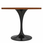 LeisureMod Verve 36 Round Dining Table with MDF Wood TableTop and Black Steel Base for Kitchen & Dining Room