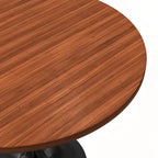 LeisureMod Verve 36 Round Dining Table with MDF Wood TableTop and Black Steel Base for Kitchen & Dining Room