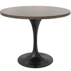 LeisureMod Verve 36 Round Dining Table with MDF Wood TableTop and Black Steel Base for Kitchen & Dining Room