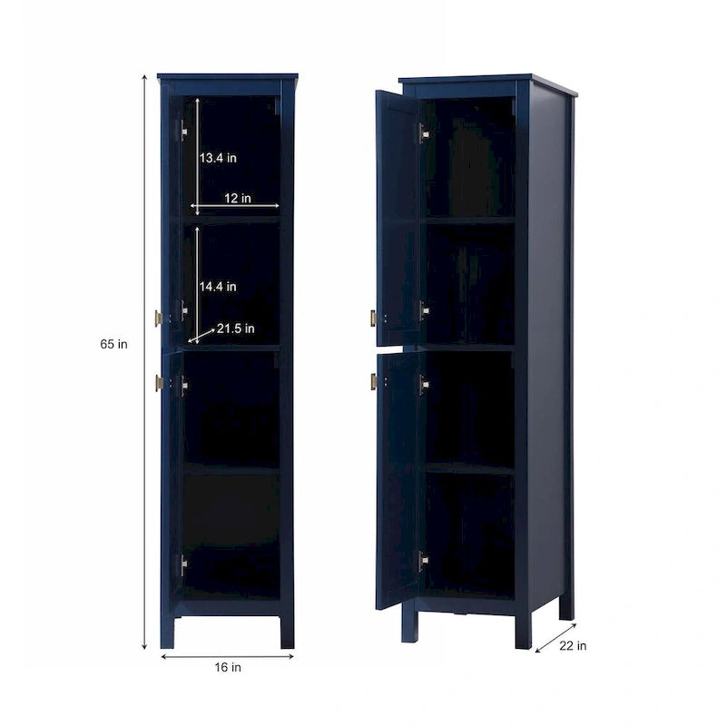 Indigo Home 16 Inch Bathroom Linen Storage Freestanding Cabinet