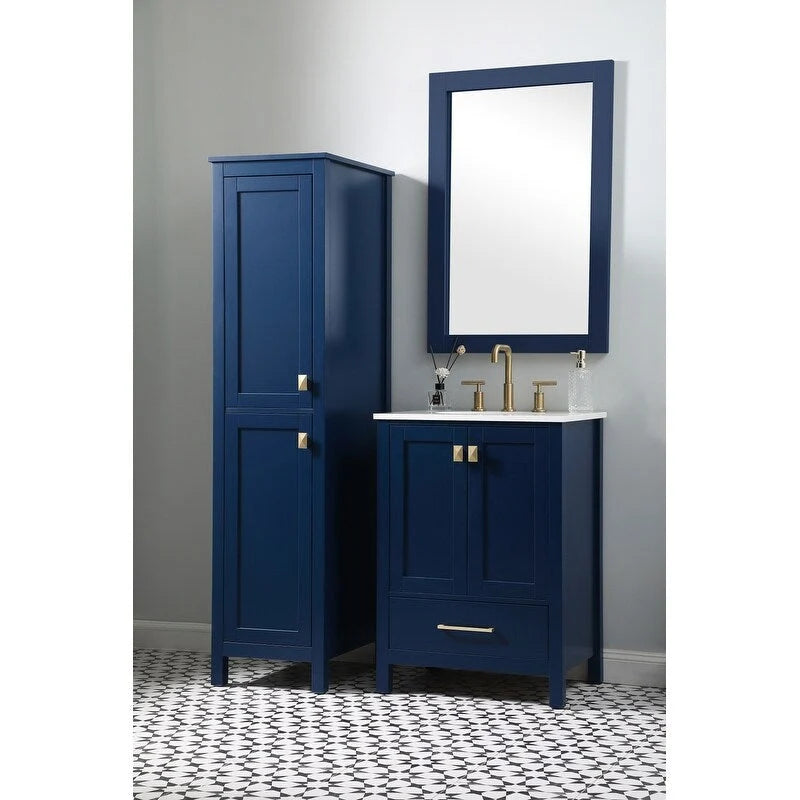 Indigo Home 16 Inch Bathroom Linen Storage Freestanding Cabinet