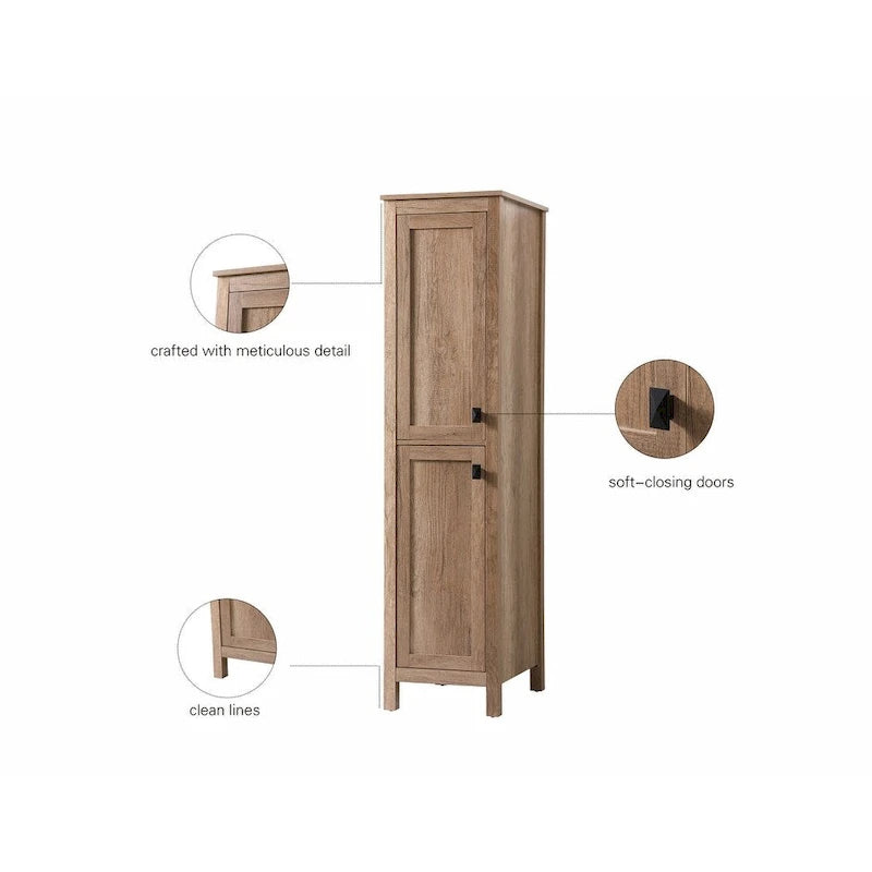 Indigo Home 16 Inch Bathroom Linen Storage Freestanding Cabinet