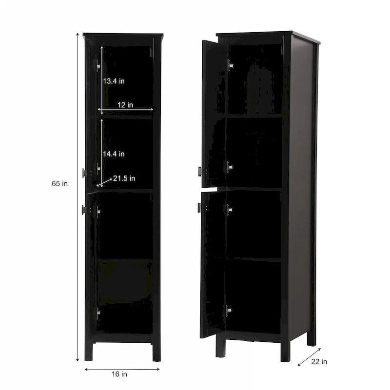 Indigo Home 16 Inch Bathroom Linen Storage Freestanding Cabinet