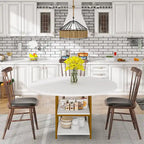 47 Inches Round Dining Table for 4 People Kitchen Tables Dinner Table with 2-Tier Storage Shelves