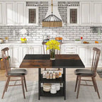 47 Inches Round Dining Table for 4 People Kitchen Tables Dinner Table with 2-Tier Storage Shelves