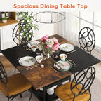 47 Inches Round Dining Table for 4 People Kitchen Tables Dinner Table with 2-Tier Storage Shelves