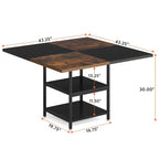 47 Inches Round Dining Table for 4 People Kitchen Tables Dinner Table with 2-Tier Storage Shelves