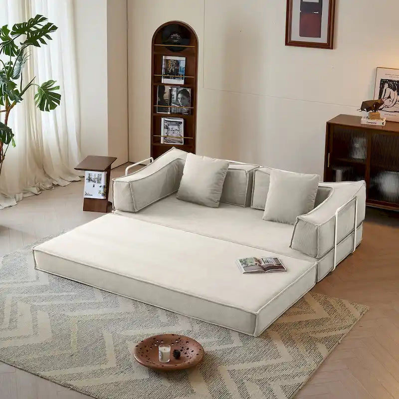 JASIWAY Modern Vintage Convertible Sleeper Sofa Bed
