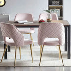 Velvet Dining Chairs with Metal Legs and Hollow Back Upholstered Dining Chairs Set of 4