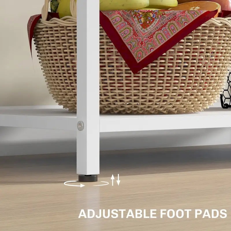 HOMCOM Baker's Rack with Power Outlet and LED Lights, Coffee Bar with Storage Shelves, Industrial Microwave Stand