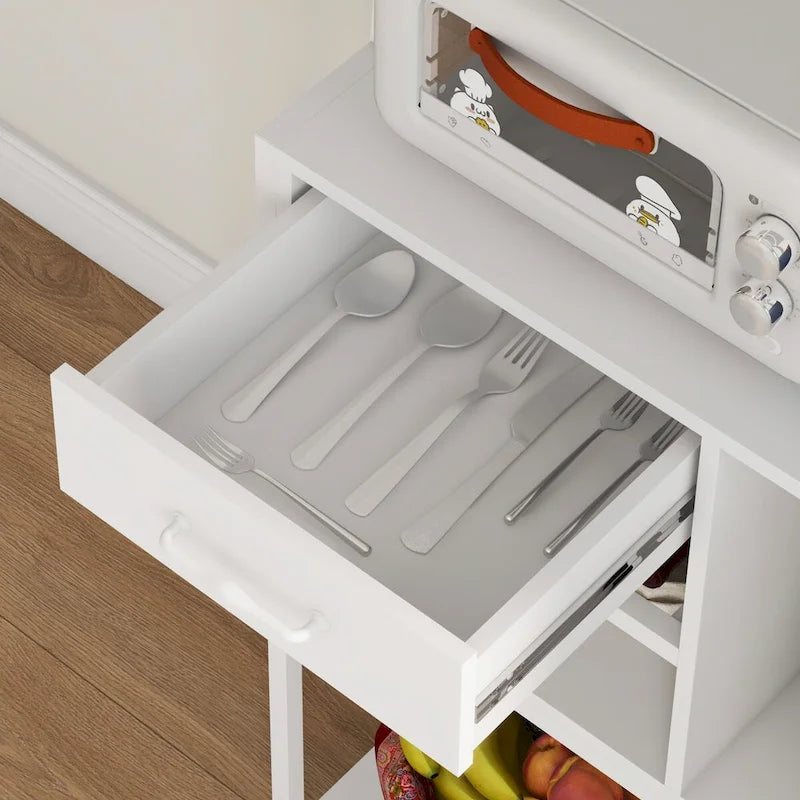 HOMCOM Baker's Rack with Power Outlet and LED Lights, Coffee Bar with Storage Shelves, Industrial Microwave Stand