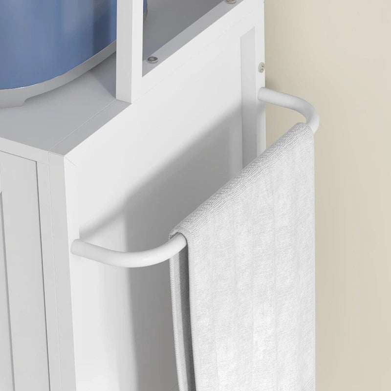 HOMCOM Baker's Rack with Power Outlet and LED Lights, Coffee Bar with Storage Shelves, Industrial Microwave Stand