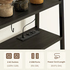 HOMCOM Baker's Rack with Power Outlet and LED Lights, Coffee Bar with Storage Shelves, Industrial Microwave Stand