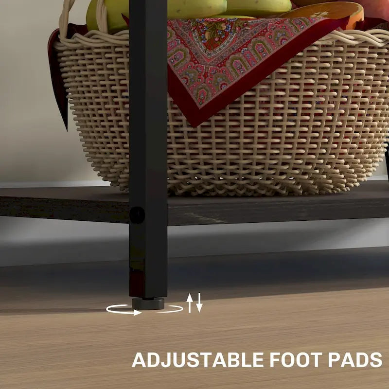 HOMCOM Baker's Rack with Power Outlet and LED Lights, Coffee Bar with Storage Shelves, Industrial Microwave Stand