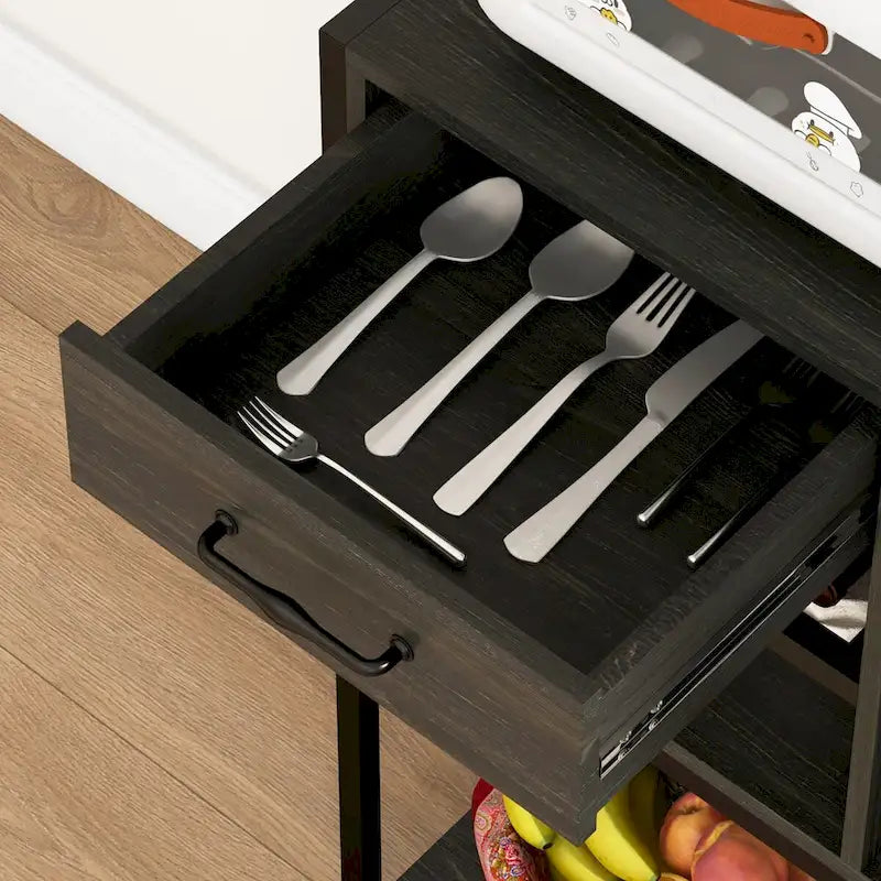 HOMCOM Baker's Rack with Power Outlet and LED Lights, Coffee Bar with Storage Shelves, Industrial Microwave Stand