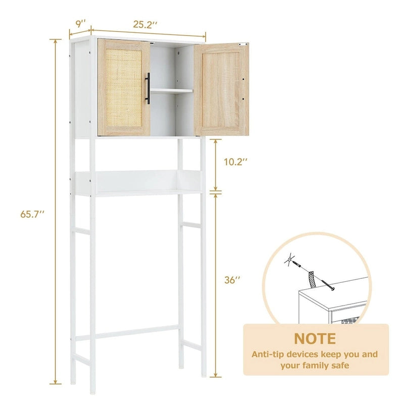 Over The Toilet Storage Cabinet with Rattan Door