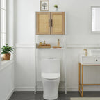 Over The Toilet Storage Cabinet with Rattan Door