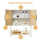Over The Toilet Storage Cabinet with Rattan Door