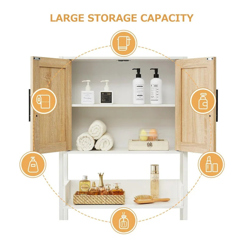 Over The Toilet Storage Cabinet with Rattan Door