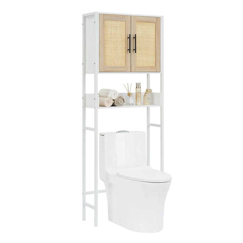Over The Toilet Storage Cabinet with Rattan Door