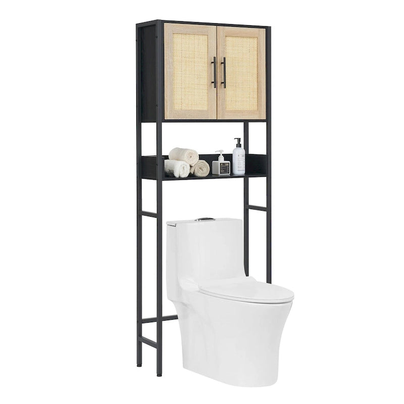 Over The Toilet Storage Cabinet with Rattan Door
