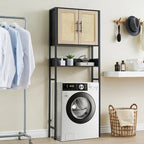 Over The Toilet Storage Cabinet with Rattan Door