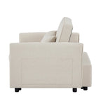 Modern Linen Convertible Sleeper Sofa Couch with 2 Lumbar Pillows
