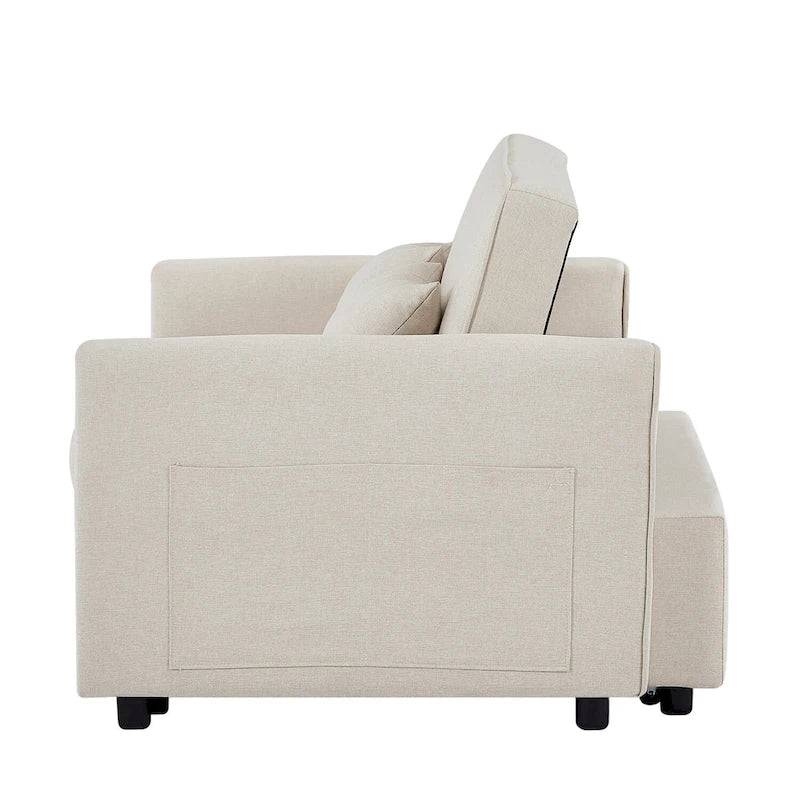 Modern Linen Convertible Sleeper Sofa Couch with 2 Lumbar Pillows