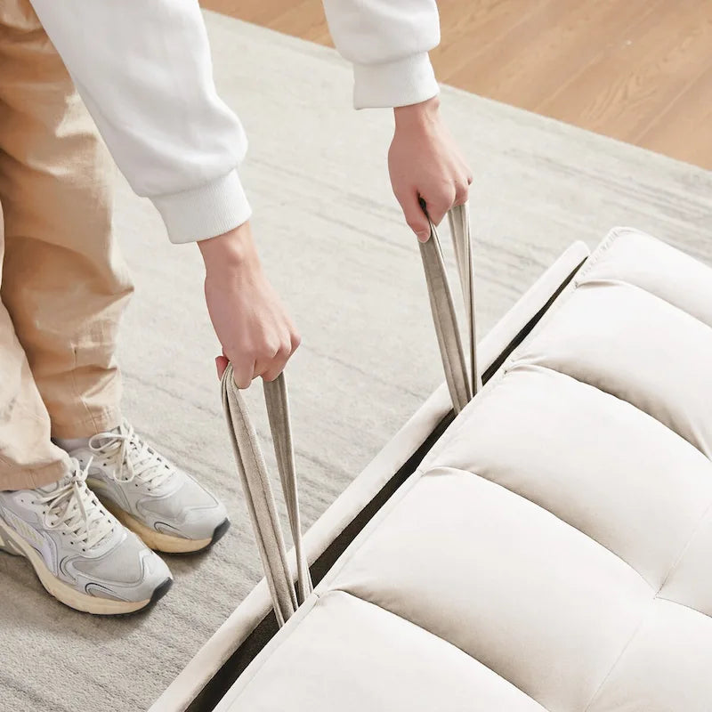 Modern Velvet Loveseat Futon Sofa Couch Pullout Bed,Small Love Seat