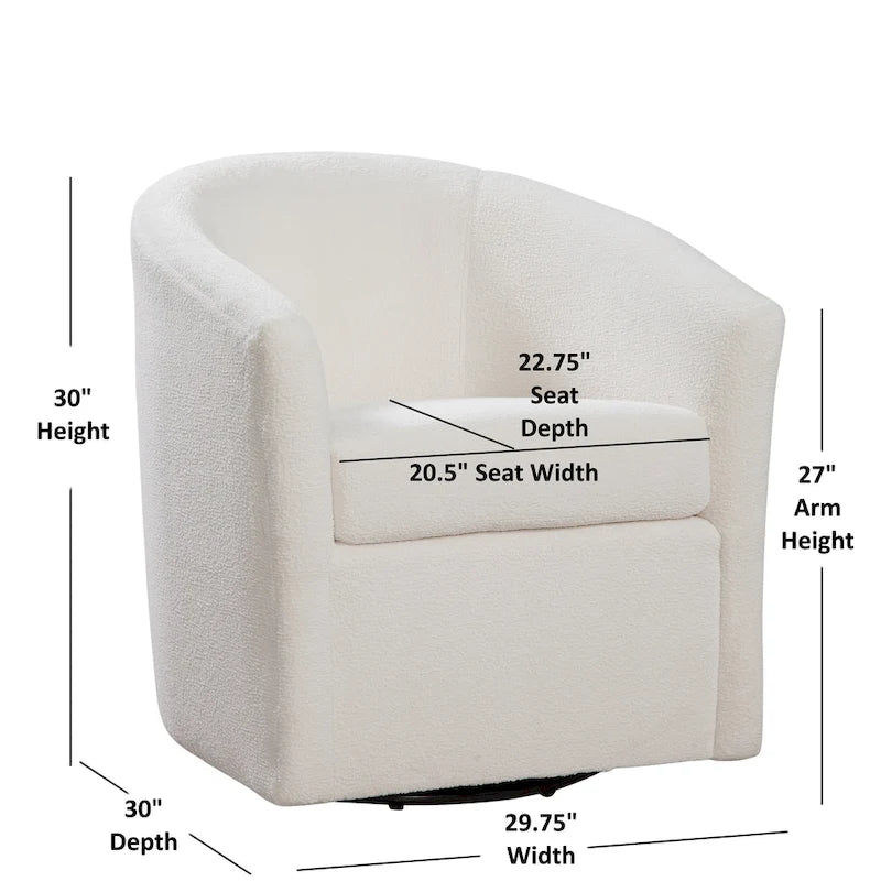 Odessa Barrel Style Swivel Accent chair in Performance Fabric