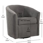Odessa Barrel Style Swivel Accent chair in Performance Fabric